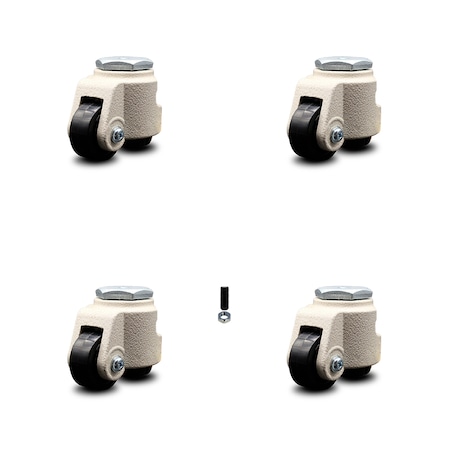 Service Caster Nylon Swivel TS Caster w/1.65" Black Wheels and M8 x 1.25mm x 15mm Stems, 4PK SCC-TSLV05S42-NYR-50-DC-4